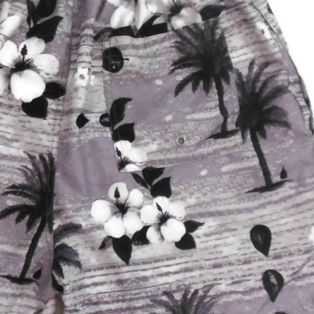Mens Sand and Sun Hawaiian Print Swim Trunks - Picture 2 of 6